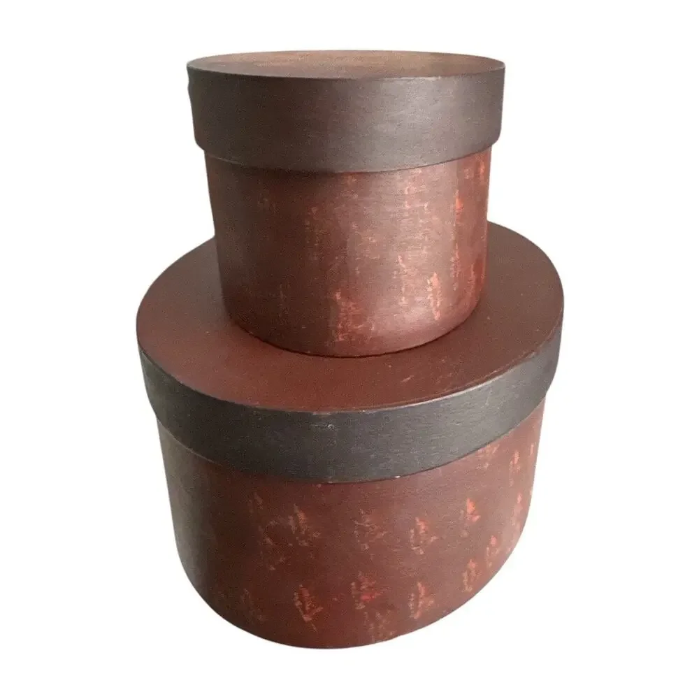 Set of Two Shaker Style Oval Balsa Boxes Heart Lids
